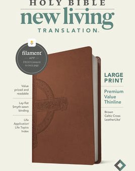 NLT Large Print Premium Value Thinline Bible, Filament Enabled (Leatherlike, Brown Celtic Cross) For Cheap