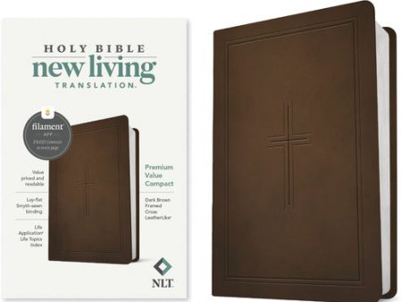 NLT Premium Value Compact Bible, Filament Enabled (Leatherlike, Dark Brown Framed Cross) Online now